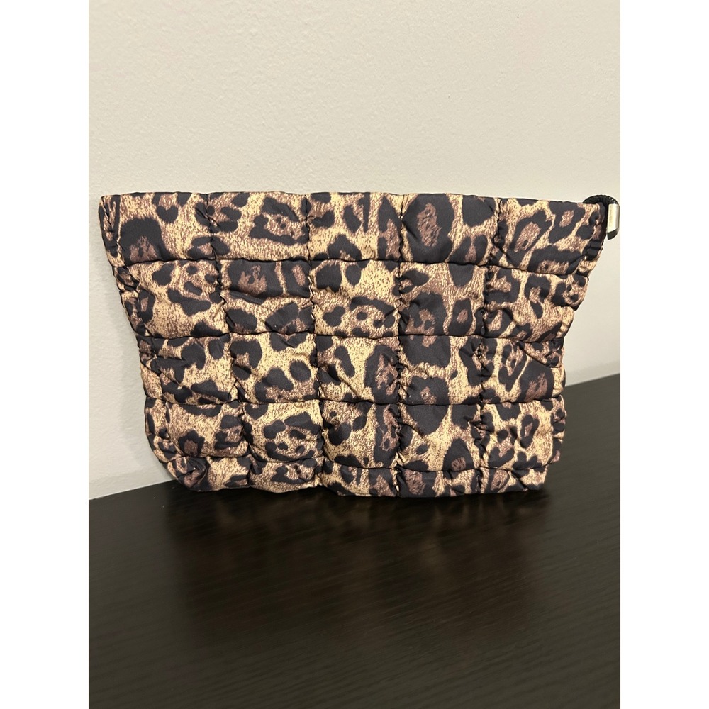 Leopard Print Puffer Cosmetic Bag Pouch Makeup Organizer‎ Zipper Pouch